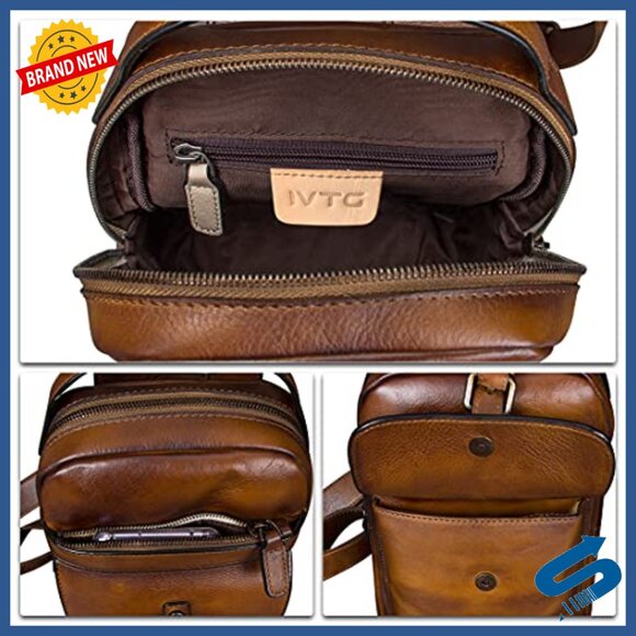 Genuine Leather Sling Backpack Crossbody Daypack Adjustable Strap main image 7